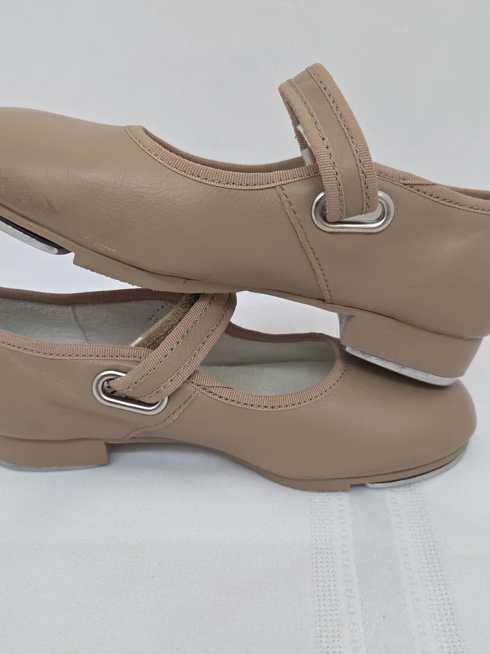 Capezio Kids Mary Jane Tap Shoes Sz 12.5 Taupe Dance